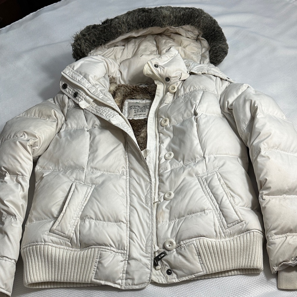 Vintage Esprit fur lined puffer  down jacket